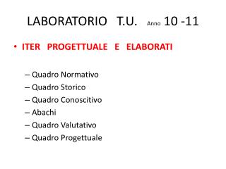 LABORATORIO T.U. Anno 10 -11