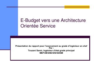 E-Budget vers une Architecture Orientée Service
