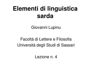 Elementi di linguistica sarda