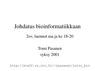 Johdatus bioinformatiikkaan