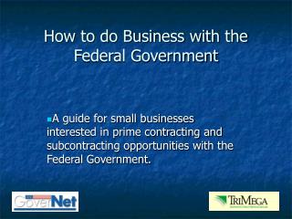 How to do Business with the Federal Government