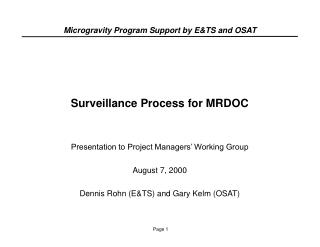 Surveillance Process for MRDOC