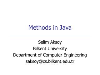 Methods in Java