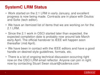 SystemC LRM Status