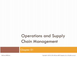 Operations and Supply Chain Management