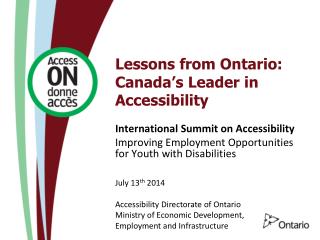 Lessons from Ontario: Canada ’ s Leader in Accessibility