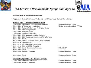 Hill AFB 2010 Requirements Symposium Agenda