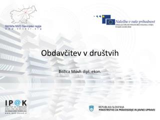 Obdavčitev v društvih Božica Movh dipl. ekon.