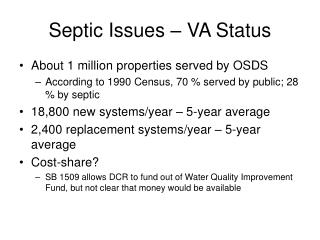 Septic Issues – VA Status
