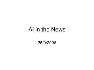 AI in the News