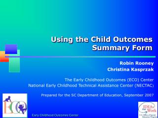 Using the Child Outcomes Summary Form