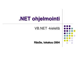 .NET ohjelmointi