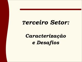 T erceiro Setor: Caracterização e Desafios