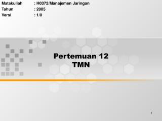 Pertemuan 12 TMN