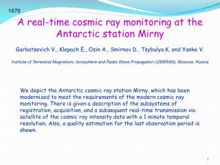 A real-time cosmic ray monitoring at the Antarctic station Mirny