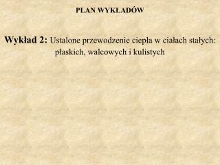 PLAN WYKŁADÓW