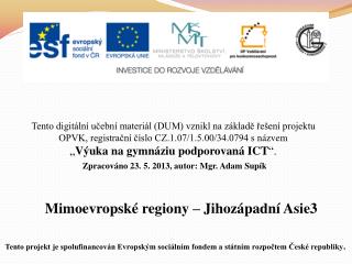 Mimoevropské regiony – Jihozápadní Asie3