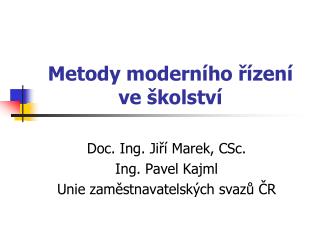 Metody moderního řízení ve školství