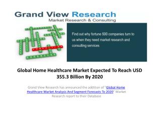 Home Healthcare Market Size to 2020:Grand View Research,Inc