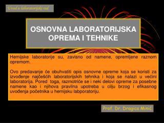 OSNOVNA LABORATORIJSKA OPREMA I TEHNIKE