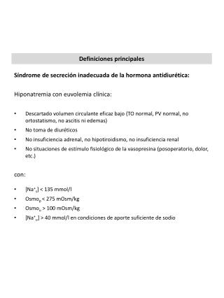 Síndrome de secreción inadecuada de la hormona antidiurética: Hiponatremia con euvolemia clínica: