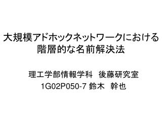 大規模アドホックネットワークにおける 階層的な名前解決法