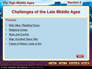 Preview Main Idea / Reading Focus Religious Crises Wars and Conflict Map: Hundred Years’ War