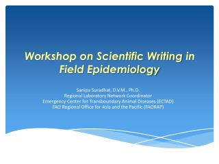 Workshop on Scientific Writing in Field Epidemiology