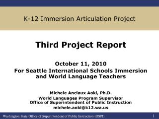 K-12 Immersion Articulation Project