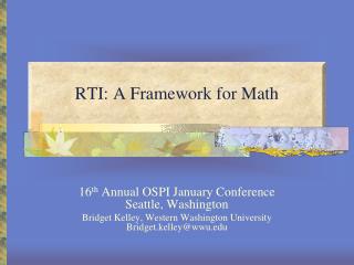 RTI: A Framework for Math