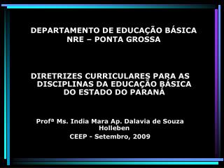 DEPARTAMENTO DE EDUCAÇÃO BÁSICA NRE – PONTA GROSSA