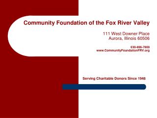 Serving Charitable Donors Since 1948