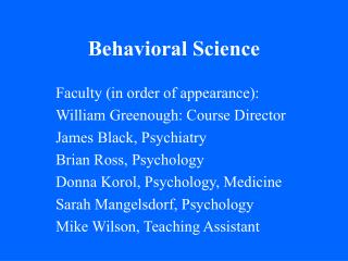 Behavioral Science