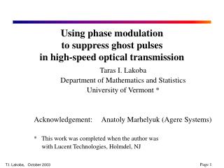 Using phase modulation to suppress ghost pulses in high-speed optical transmission