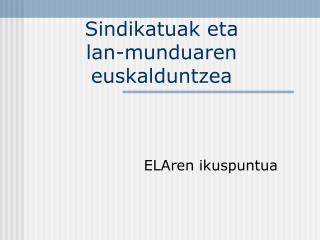 Sindikatuak eta lan-munduaren euskalduntzea