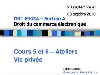 DRT 6903A – Section A Droit du commerce électronique