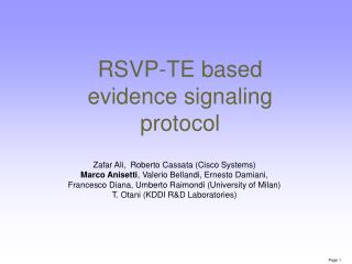 RSVP-TE based evidence signaling protocol