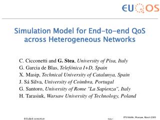 Simulation Model for End-to-end QoS across Heterogeneous Networks