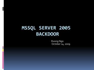 MSSql server 2005 backdoor