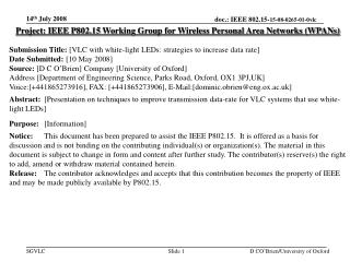 Project: IEEE P802.15 Working Group for Wireless Personal Area Networks (WPANs)