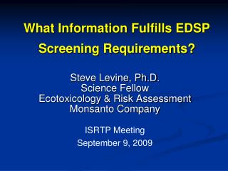 What Information Fulfills EDSP Screening Requirements?