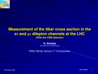 Measurement of the ttbar cross section in the e t and mt dilepton chan nels at the LHC