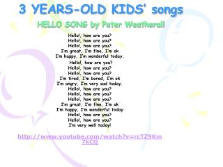 3 YEARS-OLD KIDS’ songs HELLO SONG by Peter Weatherall