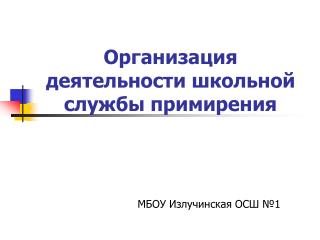 Организация деятельности школьной службы примирения