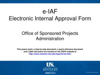 e-IAF Electronic Internal Approval Form