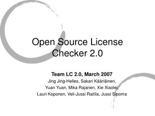 Open Source License Checker 2.0