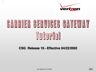 CARRIER SERVICES GATEWAY Tutorial