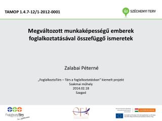 Megváltozott munkaképességű emberek foglalkoztatásával összefüggő ismeretek Zalabai Péterné