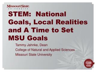 STEM: National Goals, Local Realities and A Time to Set MSU Goals