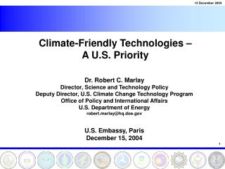 Climate-Friendly Technologies – A U.S. Priority